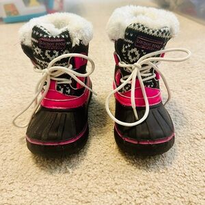 London Fog Pink and Black Kids Snow Boots